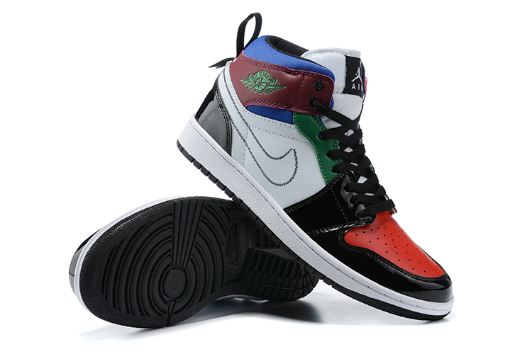 Air Jordan 1 White Black Red Green For Women - Click Image to Close